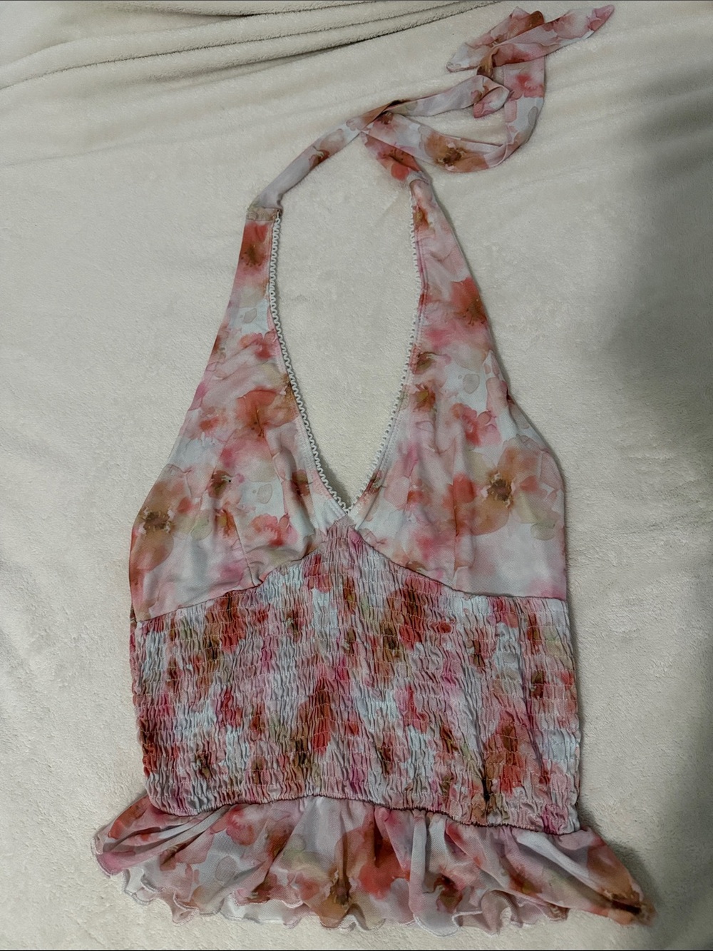 Women’s Pink Floral Halter Blouse
